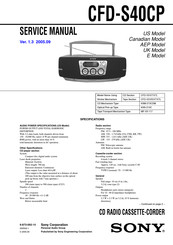 Sony CFD-S40CP - Cd Radio Cassette-corder Service Manual