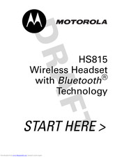Motorola MOTOSTART HS815 Start Here Manual
