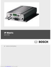 Bosch MVC-FIPM Installation And Operating Manual