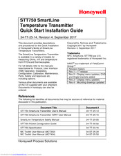 Honeywell STT750 SmartLine Quick Start Installation Manual