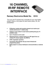 Ramsey Electronics ICI16 Assembly And Instruction Manual