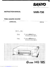 Sanyo VHR-730 Instruction Manual