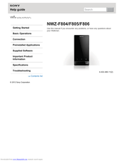 Sony Walkman NWZ-F805 Help Manual