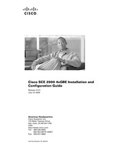 Cisco SCE 2000 Installation And Configuration Manual