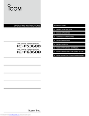Icom IC-F6360D Operating Instructions Manual