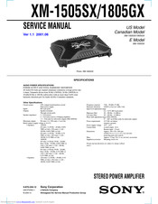 Sony XM-1505SX Operating Instructions (English Service Manual