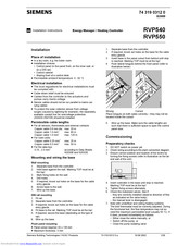 Siemens RVP550 Installation Instructions Manual