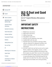 Shure ULX-D Quad Z16-20 User Manual