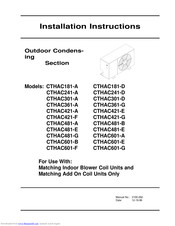 Bard CTHAC421-E Installation Instructions Manual
