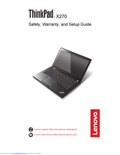 Lenovo ThinkPad X270 Safety, Warranty, And Setup Manual