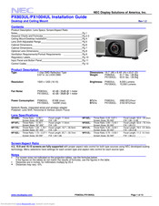 NEC PX803UL Installation Manual