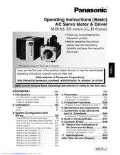 Panasonic MINAS A5 Series Operating Instructions Manual