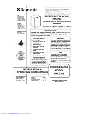 Dometic RM 2202 Installation & Operating Instructions Manual