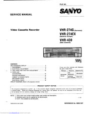 Sanyo VHR-274EX Service Manual