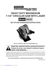 Chicago Electric 98058 Set Up And Operating Instructions Manual