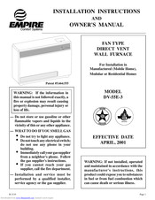 Empire Comfort Systems DV-55E-3 Installation Instructions And Owner's Manual