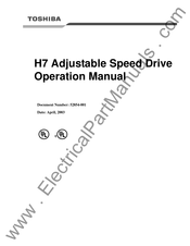 Toshiba Adjustable Speed Drive H7 Series Operation Manuals