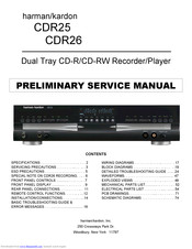 Harman Kardon CDR25 Preliminary Service Manual