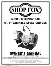 Shop fox W1840 Owner's Manual
