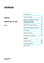 Siemens SIMATIC Box PC 840 Manual