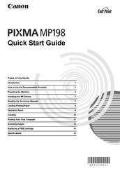 Canon PIXMA MP198 Quick Start Manual
