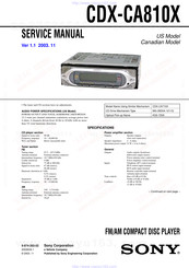 Sony CDX-CA810X - Fm/am Compact Disc Player Service Manual