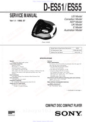 Sony Sports CD Walkman D-ES51 Service Manual