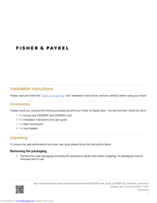 Fisher & Paykel DE6060G Installation Instructions Manual