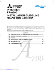 Mitsubishi Electric FR-A760-00120-NA Installation Manuallines