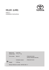 Toyota 2011 HILUX VSS 3 Installation Instructions Manual