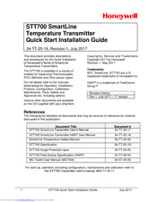 Honeywell SmartLine STT700 DE Quick Start Installation Manual