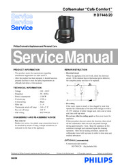 Philips Cafe Comfort HD7448/20 Service Manual