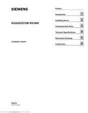 Siemens RUGGEDCOM RS1600 Installation Manual