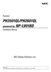 NEC NP-PH3501QL+ Installation Manual
