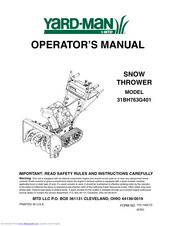 Yard-Man 31BH763G401 Operator's Manual