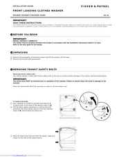 Fisher & Paykel WH1260F Installation Manual