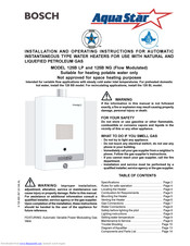 AquaStar 125B LP Installation And Operating Instructions Manual