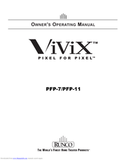 Runco ViViX PIXEL FOR PIXEL PFP-11 Owner's Operating Manual