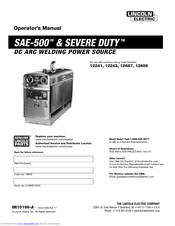Lincoln Electric SAE-500 SEVERE DUTY Operator's Manual