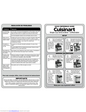 Cuisinart DGB-1 Quick Reference Manual