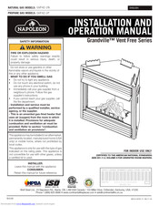 Napoleon GVF42-1P Installation And Operation Manual
