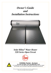 Rheem Solar Hiline 52D180 Owner's Manual And Installation Instructions