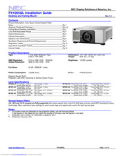 NEC PX1005QL Series Installation Manual