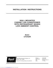 Bard CT242RA02 Installation Instructions Manual