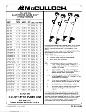 McCulloch MAC 2816 Illustrated Parts List