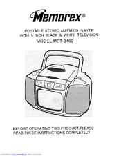 Memorex MPT-3460 Instructions Manual