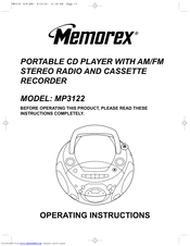Memorex MP3122 Operating Instructions Manual