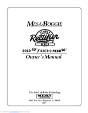Mesa/Boogie Rectifier RECT-O-VERB 50 Owner's Manual