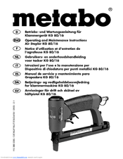 Metabo KG 16 Operating And Maintenance Instructions Manual