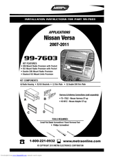 Metra Electronics METRA 99-7603 Installation Instructions Manual